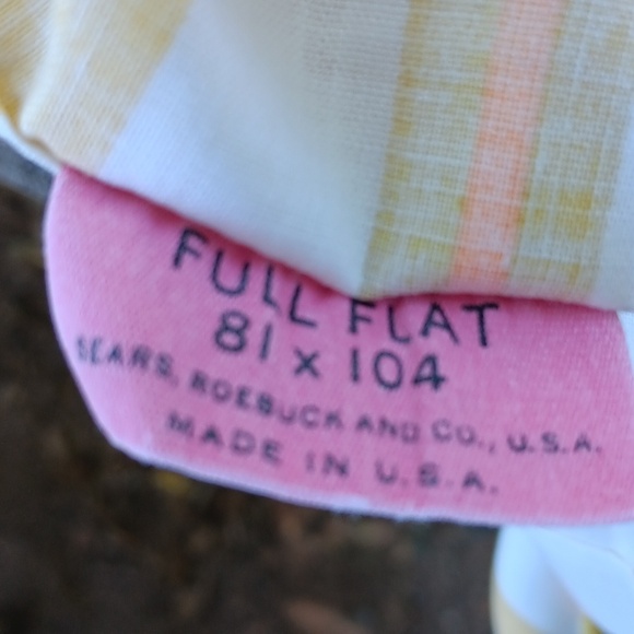 Vintage Sears gold green full flat sheet - Picture 4 of 4